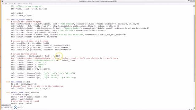 Listbox Example tkinter widget In Python listbox scroll bars part 5 смотреть онлайн