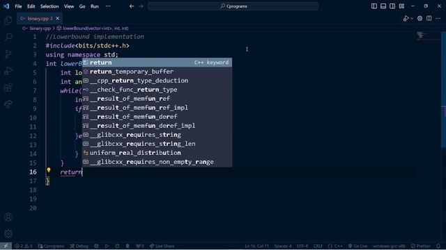 LOWERBOUND IMPLEMENTATION IN BINARY SEARCH смотреть онлайн