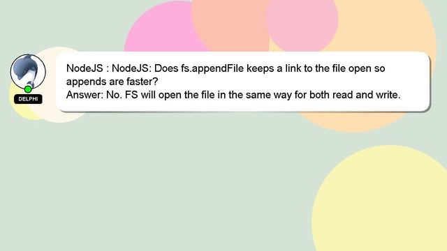 NodeJS : NodeJS: Does fs.appendFile keeps a link to the file open so appends are faster? смотреть онлайн