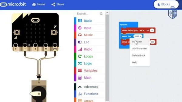 Servomotor with microbit