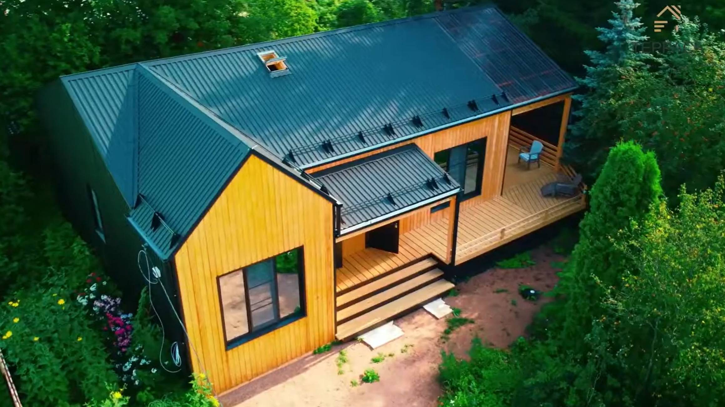 Стильный деревянныч с панорамными окнами. Тёплые полы. Гатчинский район. Посёлок МОСТОВИК. смотреть онлайн