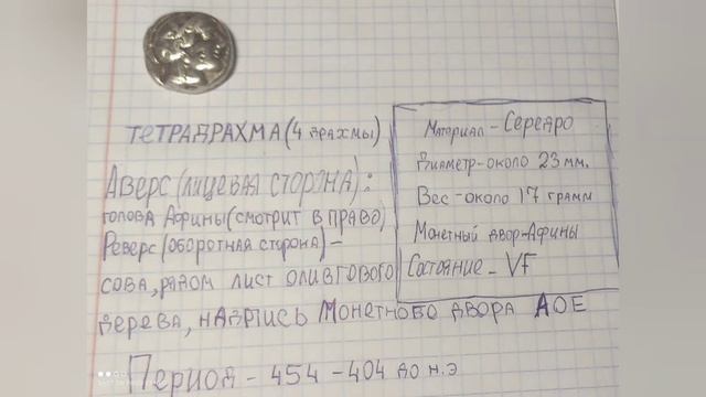 ТЕТРАДРАХМА. АФИНЫ.ВЕС 17 грамм смотреть онлайн