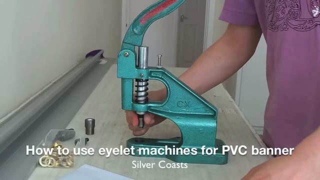 How to use portable eyelet machine to setting up eyelets for PVC banners (M1, 12mm eyelets) смотреть онлайн