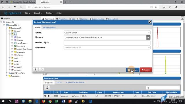 สอน PostgreSQL: การติดตั้งฐานข้อมูล dvdrental смотреть онлайн