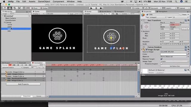 Unity 2017 Tutorials Quick Animated Splash Screen смотреть онлайн