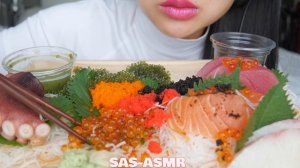 ASMR *BEST SUSHI PLATTER (Salmon Hamachi Octopus Seagrapes) EATING SOUNDS NO TALKING | SAS-ASMR