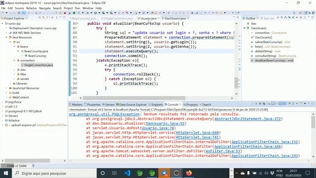 #SuporteEmAção 002 - Resolvendo problema de UPDATE em JDBC - Projeto JSP смотреть онлайн