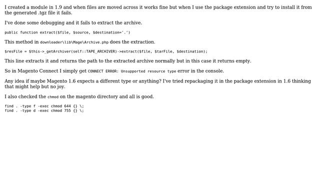 Magento: Magento 1.6 fails to extract .tgz module смотреть онлайн