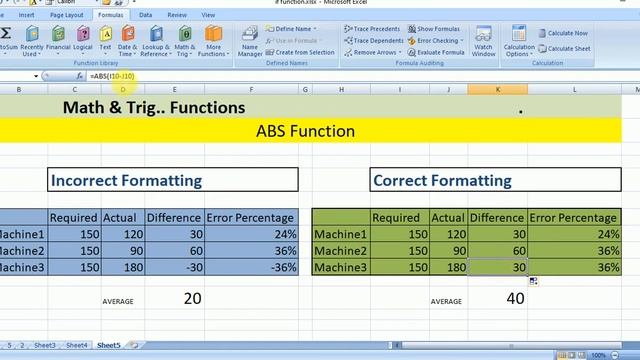 ABS FUNCTION,Math & Trig ABS Function in ms-excel, HOW to use ABS function in MS- EXCEL, смотреть онлайн