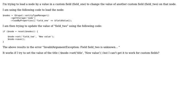 Drupal: Load node by value of a field and update value for another field смотреть онлайн