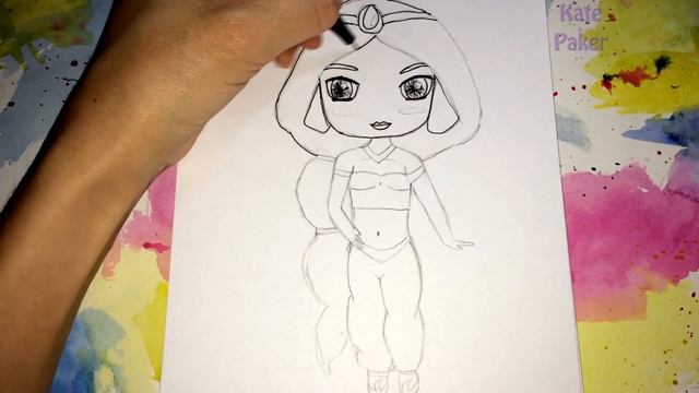 Как нарисовать ЖАСМИН с мультфильма Алладин ♥ How to Draw Disney Princess Jasmine from Aladdin Cute смотреть онлайн