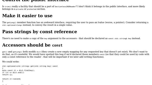 Code Review: Minimalistic, self-contained class for reading a sectionless INI file (2 Solutions!!) смотреть онлайн