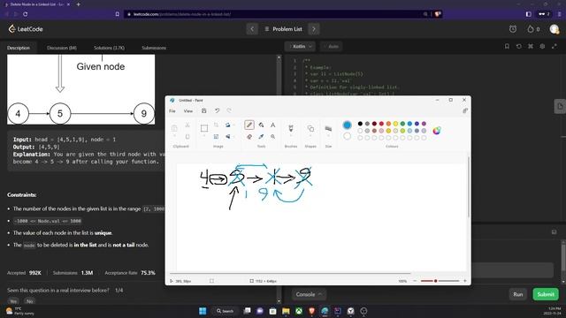 Delete Node in a Linked List - Leetcode 237 - Solution explained (Kotlin) смотреть онлайн