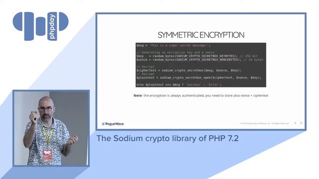 Enrico Zimuel - The Sodium crypto library of PHP 7.2 - phpday 2018 смотреть онлайн