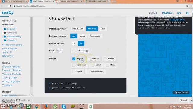 Introduction to spacy and installion of spacy on Anaconda Python смотреть онлайн