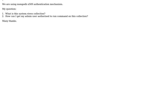Databases: MongoDB admin user cannot access system.views collection смотреть онлайн