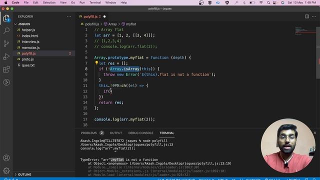 Polyfill for Array flat method | Javascript Interview Questions смотреть онлайн