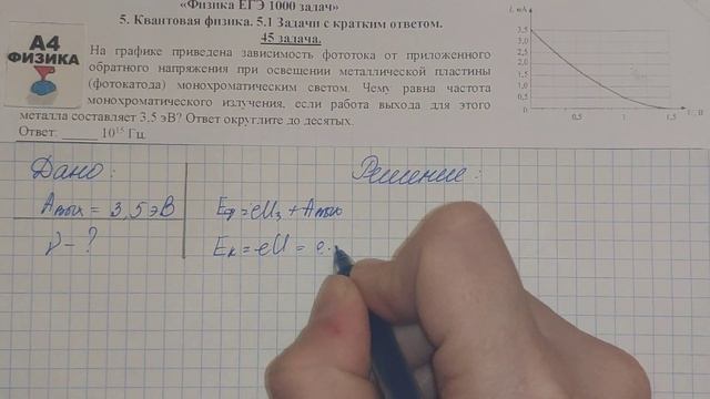 45 задача. 5. Квантовая физика. Физика. ЕГЭ 1000 задач. Демидова. Решение и разбор. ФИПИ 2021 смотреть онлайн