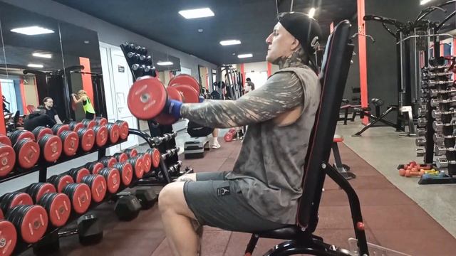 подъем гантелей перед собой сидя смотреть онлайн