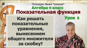 Решение показательных уравнений методом вынесения общего множителя за скобку. Алгебра 11 класс