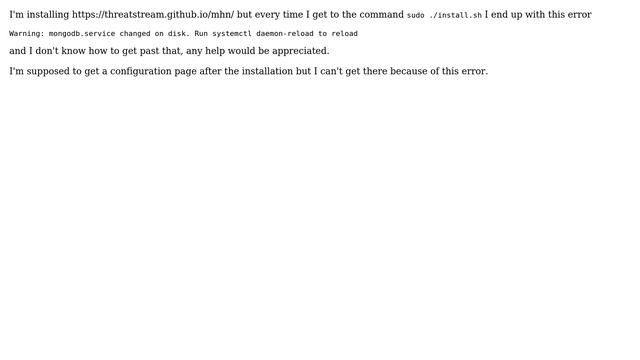 Unix & Linux: Warning: mongodb.service changed on disk. Run systemctl daemon-reload to reload смотреть онлайн