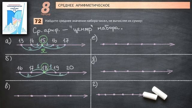 Математическая Вертикаль | 72 | Статистика 7-9 класс | Высоцкий | ГДЗ | Среднее арифметическое смотреть онлайн