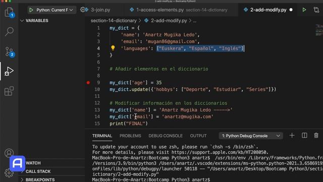 Bootcamp Python 3 - Diccionarios - Práctica - Añadir / Actualizar los elementos смотреть онлайн