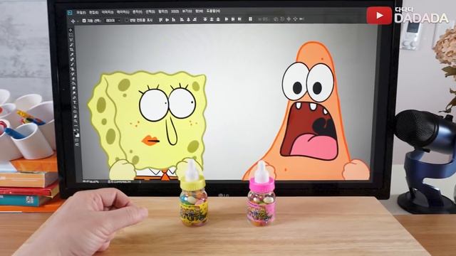 SpongeBob Patrick GHOST PEPPER NOODLES Snack Mukbang  스폰지밥 Vs 뚱이 스파이시 에낙 라면과자 먹방  DADADA 다다다 먹방