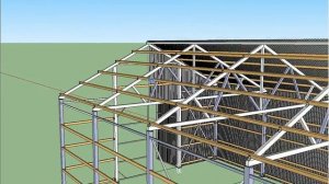 Металлокаркас с деревянными стропилами и профлистом