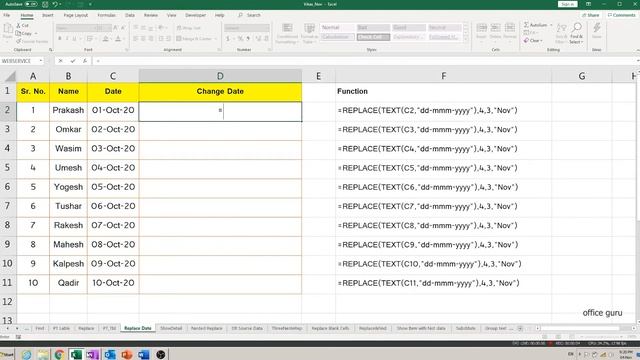 How To Replace Date In Excel? Replace Function With Date, Text Replacement Using Formula смотреть онлайн