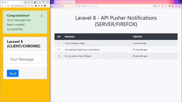 Laravel 8 Pusher Notification (Cient Server) REALTIME DATABASE!!! смотреть онлайн