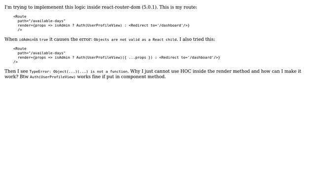 React router render method with HOC смотреть онлайн
