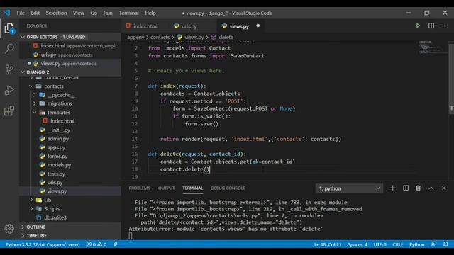 Python Django CRUD | Delete Record | Delete function in Django | Django Delete data Tutorial смотреть онлайн