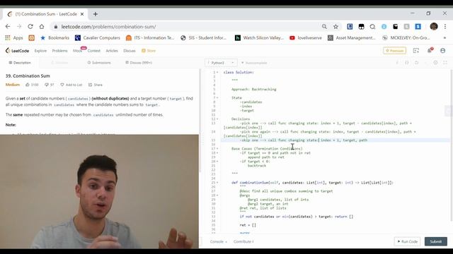 GOOGLE INTERVIEW QUESTION - COMBINATION SUM (BACKTRACKING EXPLAINED) смотреть онлайн