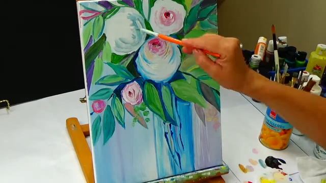 Рисуем натюрморт || Белые розы || Абстракция смотреть онлайн