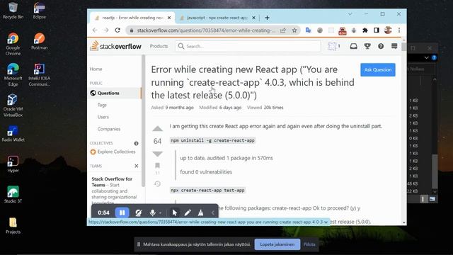 Cannot create-react-app using Npx: Solution! смотреть онлайн