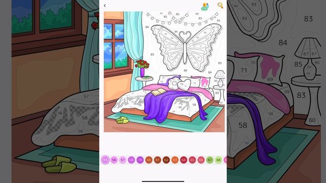 Hey Color With me Bedroom Butterfly Tapestry Paint by Numbers app #relaxing #coloring #interior смотреть онлайн