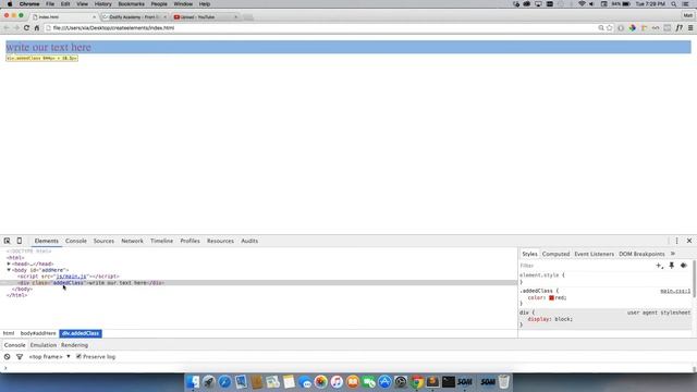Add a class to the newly created div using JavaScript смотреть онлайн