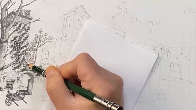 Medieval Village in 2 point Perspective Drawing смотреть онлайн