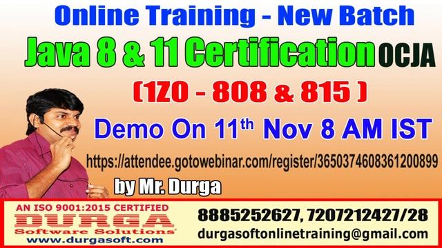 Java Certification 8 & 11 OCJA (1Z0 - 808 & 815 ) Online Training by Durga sir смотреть онлайн