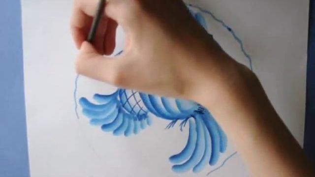 Гжель.Как нарисовать птицу. Пейзаж. смотреть онлайн