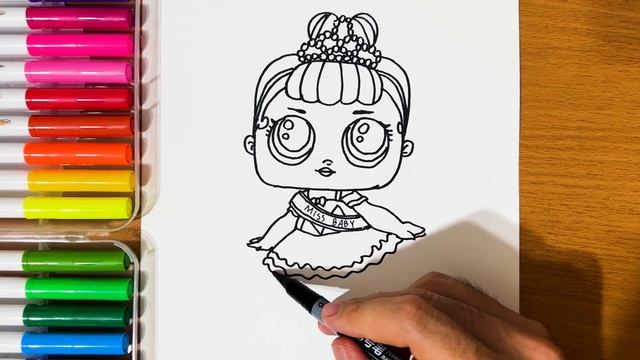 How to draw Lol Surprise Doll - miss baby || Drawing and Coloring for kids смотреть онлайн