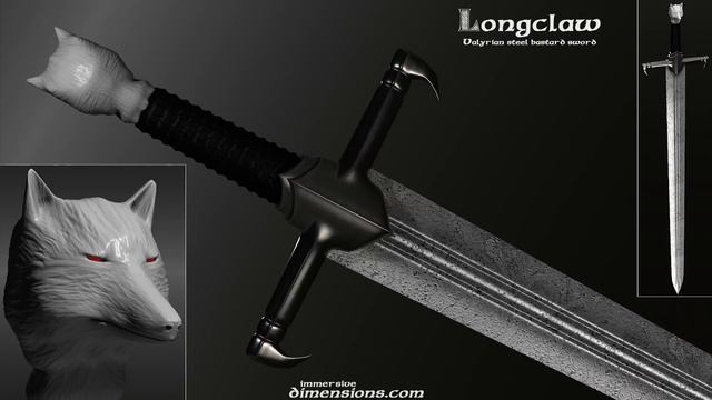 Longclaw Valyrian steel bastard sword 3d model смотреть онлайн