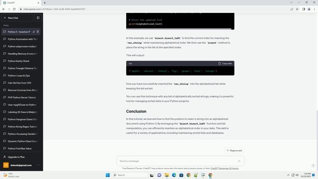 Python 3 Finding position of where to insert a string in a currently alphabetized document смотреть онлайн