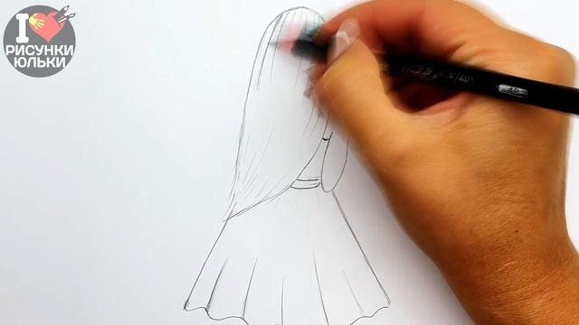 Как нарисовать Девушку в летнем платье - скетч девушки карандашом. Рисунки Юльки девушки. смотреть онлайн