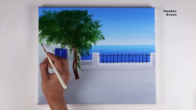 Acrylic Painting On Canvas / Blue Door Painting / Aham Art