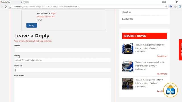 Wordpress Theeme Development part -15.How to Remove email,URL any Field from WordPress Comment Form смотреть онлайн