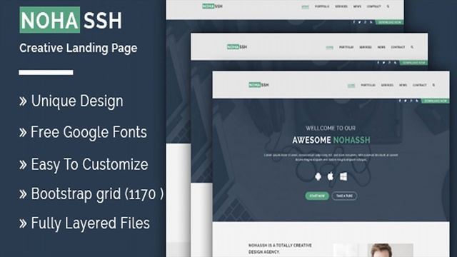Nohassh Creative Landing Page PSD Template. | Themeforest Website Templates and Themes смотреть онлайн