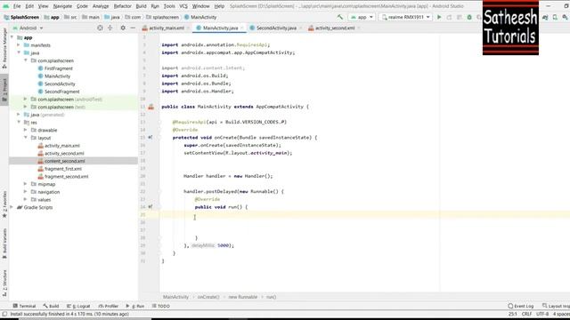 splashscreen telugu| creating splash screen in android| splash screen with handler in android смотреть онлайн
