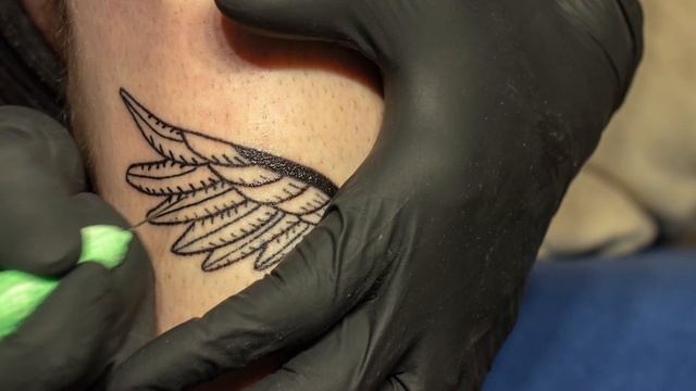 Handpoke Bird Tattoo Timelapse - Pt. 2 - @oscardarko Design смотреть онлайн